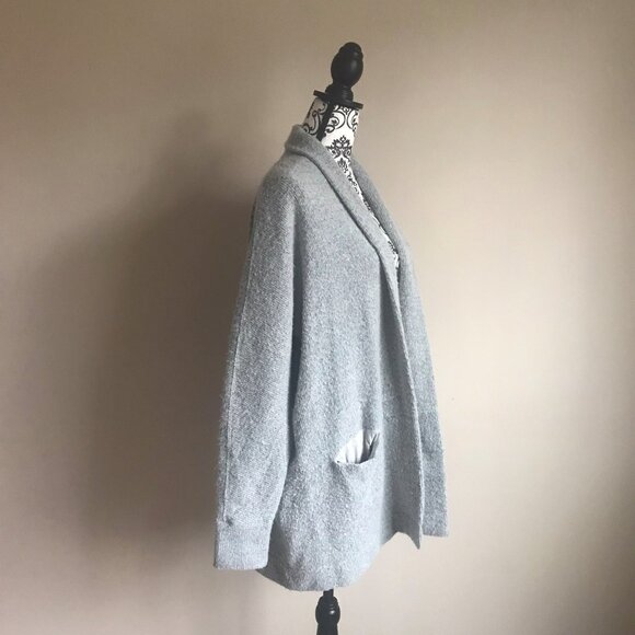 Ann Taylor LOFT Boucle Knit Pocket Cardigan Sweater - Gray - Large - Picture 4 of 6